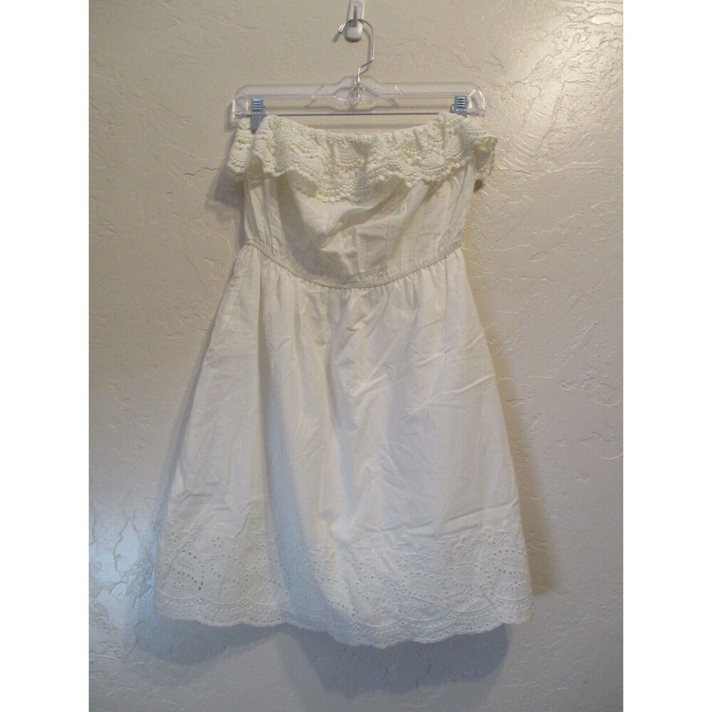 Charlotte Russe Womens Sz M Boho Tube Top White Mini Dress Lace Bridal Country